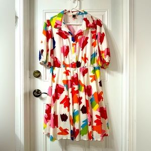 Shein Cream Pink Orange Multi Color Dress Size XXL